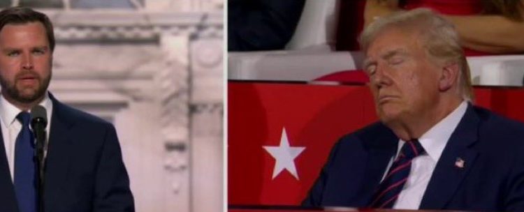 Donald Trump appears to be asleep at the Republican convention.